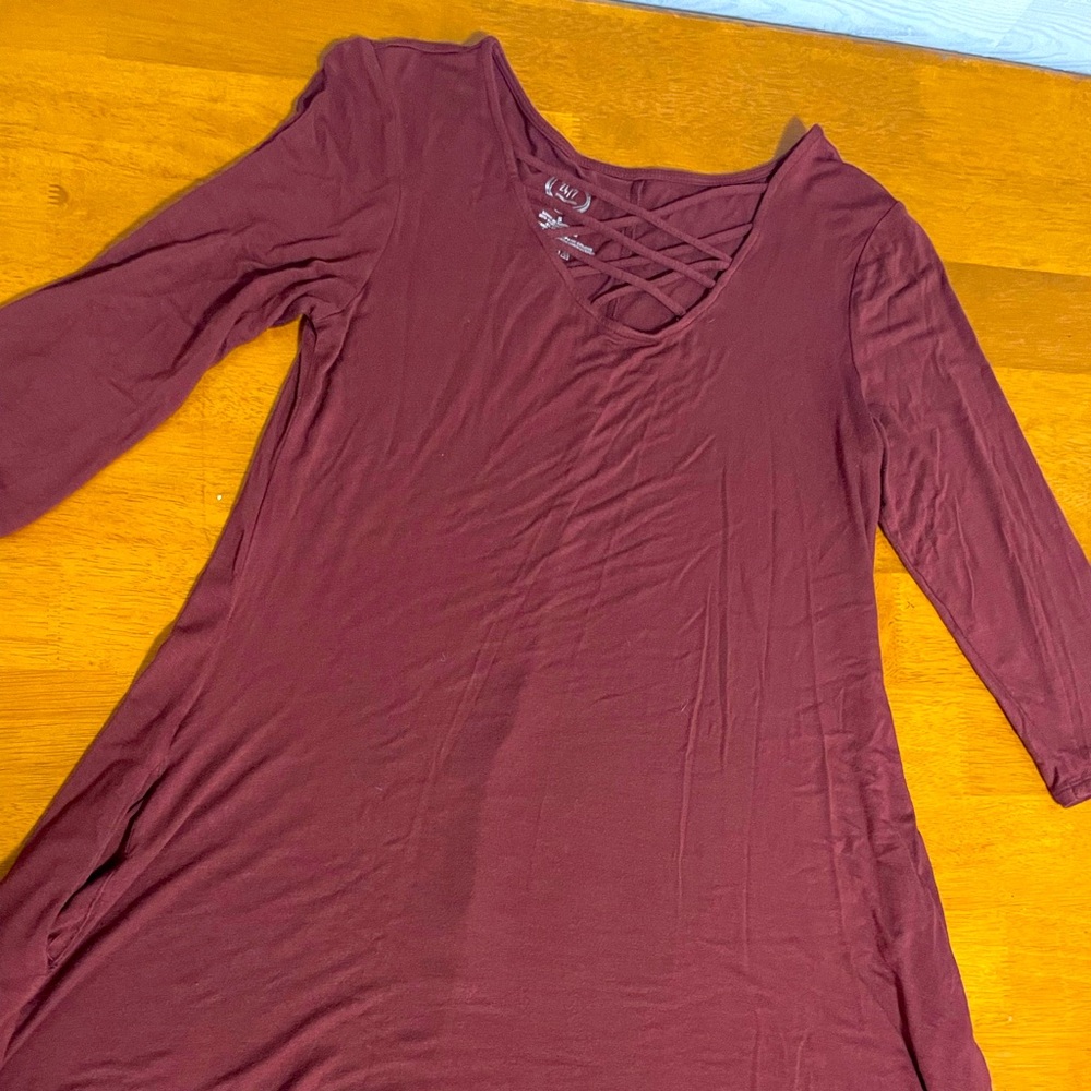 MAURICES 24/7 SMALL BURGUNDY DRESS 😍!!